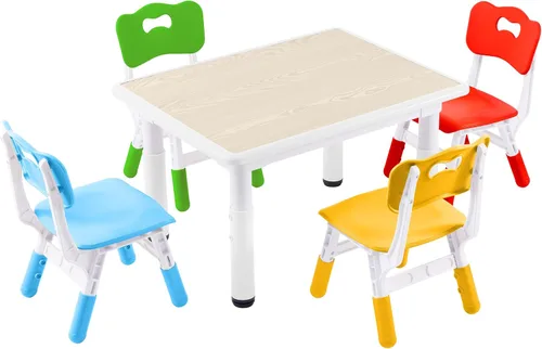 Miniatura 9 de GITAWUSA Juego de mesa y sillas de estudio para niños, juego de mesa y sillas para niños de 3 a 8 años, 31.5 pulgadas de largo x 23.6 pulgadas