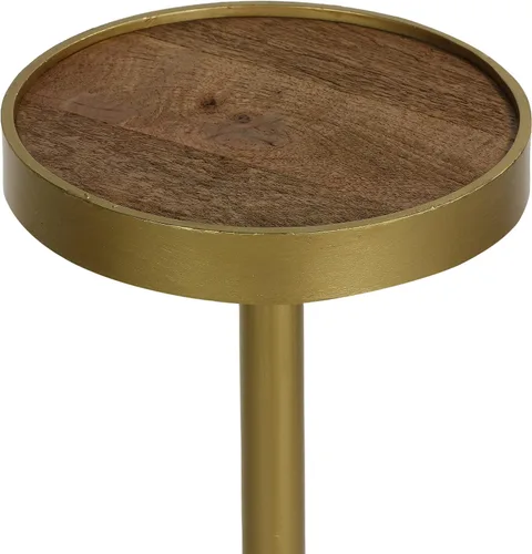 Miniatura 3 de Bare Decor Maya - Mesa decorativa redonda pequeña en metal sólido y madera, 8 x 8 x 25 pulgadas