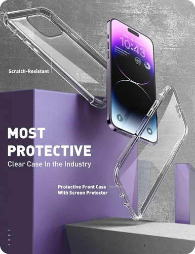 Miniatura 3 de i-Blason Ares - Funda para iPhone 14 Pro Max de 6.7 pulgadas (2022), funda transparente resistente de cuerpo completo con protector de pantalla