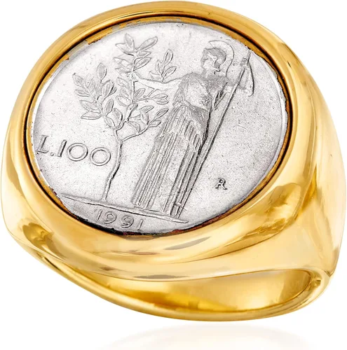 Miniatura 4 de Ross-Simons Italian Andiamo 14kt Yellow Gold Over Resin 100-Lira Coin Ring