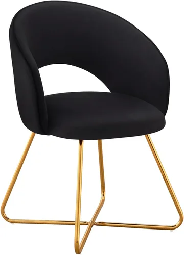 Miniatura 13 de Furniliving Silla de tocador beige, silla de terciopelo para sala de estar, sillas de concha con patas de madera, silla de maquillaje