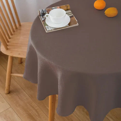 Miniatura 2 de NLMUVW Mantel de Lino Marrón para Mesas Redondas, Mantel Pequeño Color Chocolate, Cubierta de Mesa Estilo Granja para Cocina, Comedor, Café, 36