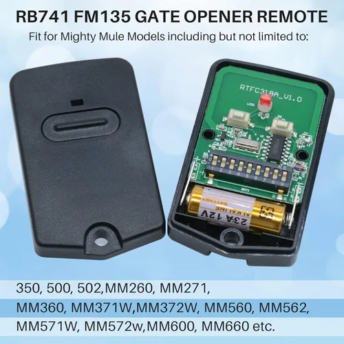 Miniatura 4 de El control remoto mejorado RB741 FM135 funciona para GTO Mighty Mule Gate Opener Transmisor Control, Reemplazar # RB742, RB743, RB744, FM135