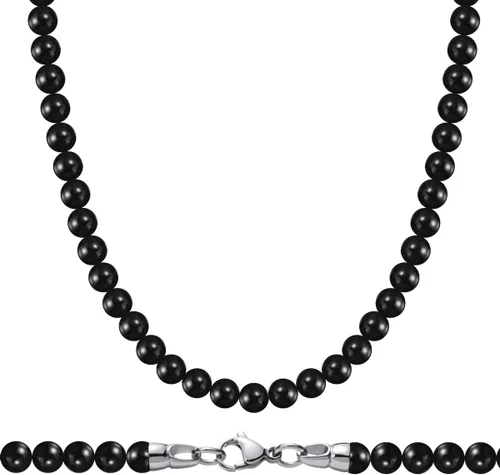 Collar de cuentas de ónix negro para hombre, piedras preciosas naturales curativas, joyería de cristales curativos, 5055606527.6 in, Ónix