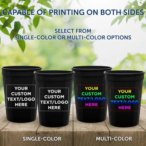 Miniatura 6 de DISCOUNT PROMOS Vasos de plástico personalizados + tamaño de 12 onzas + diseño de fiesta desechable + juego a granel (10, 50 o 100) ideal
