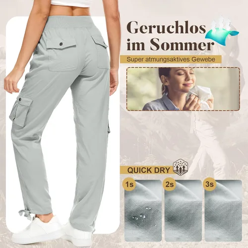 Miniatura 5 de Pantalones cargo para mujer, ligeros, de secado rápido, UPF 50, viajes, golf, safari, senderismo, verano