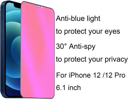Miniatura 9 de Paquete de 2 Vidrio Templado Privacidad Anti-Luz Azul Compatible con iPhone X/iPhone XS/iPhone 11 Pro Espejo Protector de Pantalla Anti-Espía