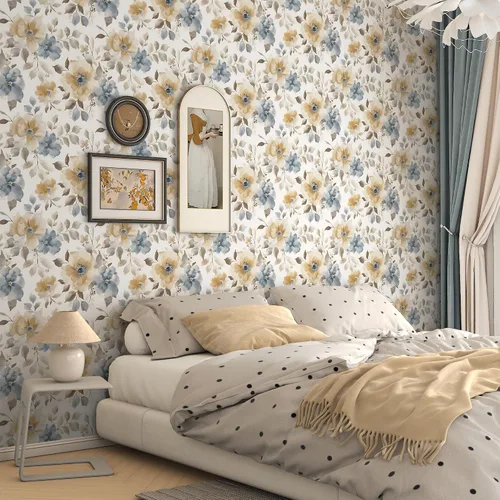 Miniatura 2 de Papel tapiz floral para despegar y pegar, papel de contacto bohemio de 17.3 x 197 pulgadas, papel de contacto bohemio grande para dormitorio, flores