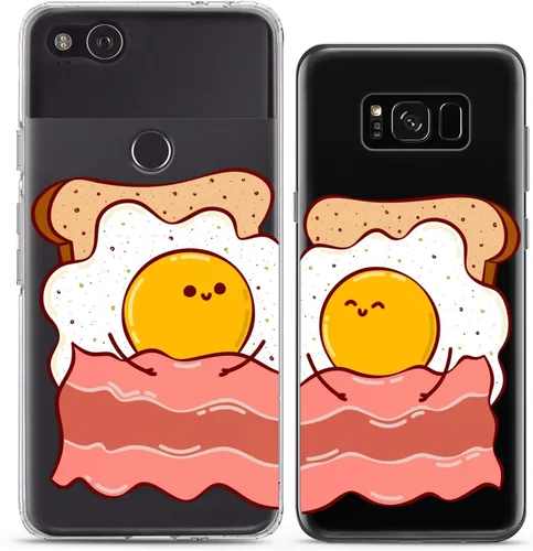 Miniatura 6 de Fundas a juego para parejas compatibles con iPhone 16 15 14 13 12 11 Pro Max Mini Xs X 6s 8 Plus 7+ Xr 10 SE 5 pares de amigos, hojas lindas, gato