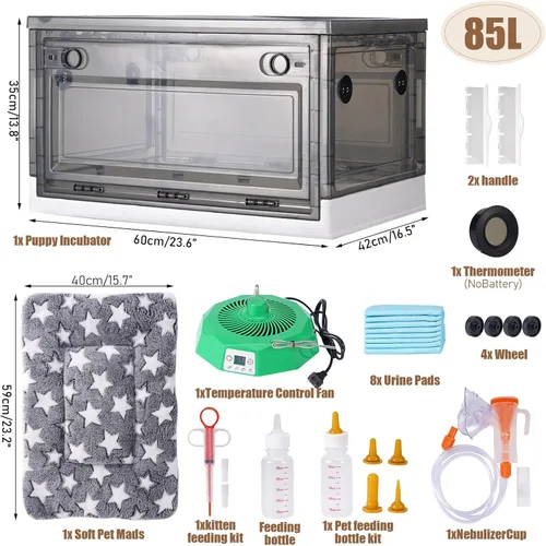 Miniatura 4 de Incubadora para cachorros,Incubadora de cachorros con calefacción y oxigenador,Buena retención de calor y ventilación y control de temperatura