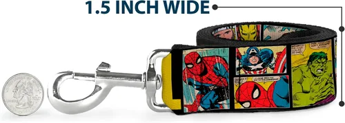 Miniatura 6 de Correa para perro Marvel Retro Comic Paneles Negro Amarillo 4 pies de largo 0.5 pulgadas de ancho