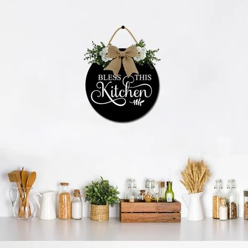 Miniatura 3 de Decoración de pared de cocina Bless This Kitchen Decoración de pared rústica de madera divertida para puerta de cocina para decoración de pared