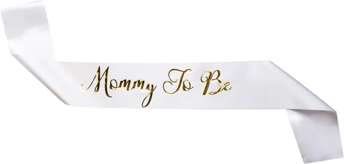 Miniatura 7 de Sterling James Co. Banda de satén blanco Mommy To Be - Regalos de baby shower para él o ella - Decoraciones de baby shower, suministros y recuerdos
