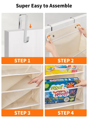 Miniatura 9 de JARLINK Organizador de almacenamiento de juguetes de animales de peluche, organizador sobre la puerta con ventanas transparentes, capacidad de carga