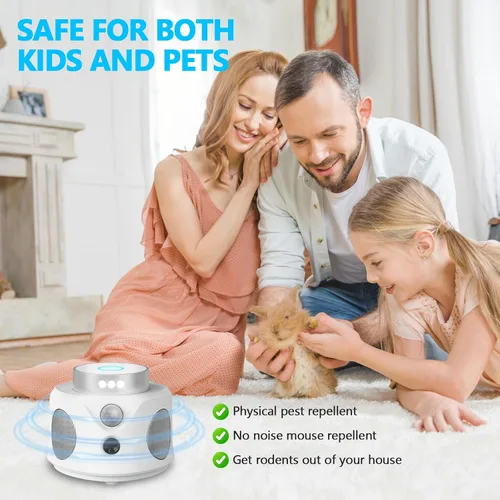 Miniatura 3 de Repelente de ratones ultrasónico, repelente de ratones de 360° para interiores, disuasorio de ratas para deshacerse de los ratones con luces LED