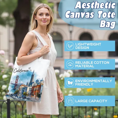 Miniatura 4 de Bolsa de algodón para mujer, regalos de recuerdos, bolsas de tela reutilizables, regalos de diseño artístico de acuarela