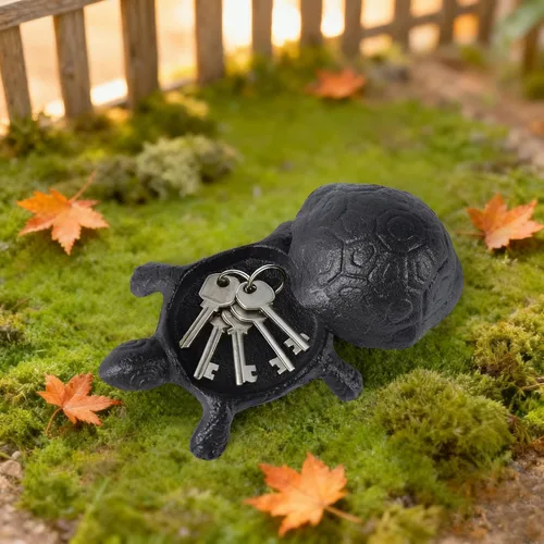 Miniatura 6 de Llavero de tortuga de hierro fundido, decorativo para interiores y exteriores, para jardín, patio, joyas, baratijas, cajas fuertes de desviación