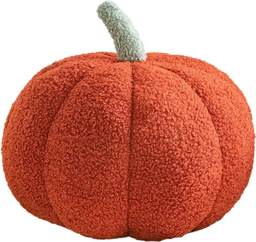 Miniatura 5 de Cojín de felpa con diseño de calabaza simulada 3D para sofá (11 pulgadas, marrón), 1 unidad (paquete de 1)