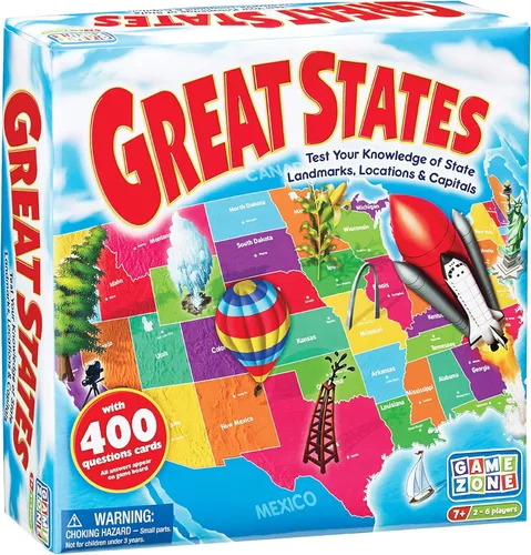 Game Zone Great States - Divertido y educativo juego de geografía para mayores de 7 años - Una forma atractiva de aprender sobre los 50 estados con