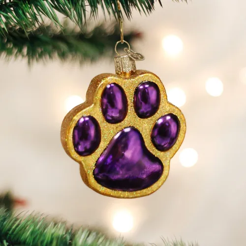 Miniatura 2 de Old World Christmas Adorno soplado de vidrio con estampado de patas para árbol de Navidad, decoración navideña hecha a mano, colección de mascotas