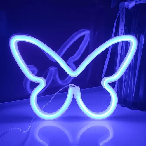 Miniatura 9 de JYWJ Letrero de neón de mariposa, luz de neón con pilas USB o 3 AA, decoración de mesa LED, decoración de pared de dormitorio, regalo de cumpleaños