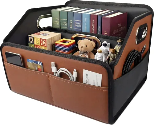 Miniatura 9 de Organizador de Coche Noaman - Organizador de Almacenamiento de Cuero Actualizado 2025 para Asiento Delantero, Trasero o Suelo con 3 Asas de Metal, 6