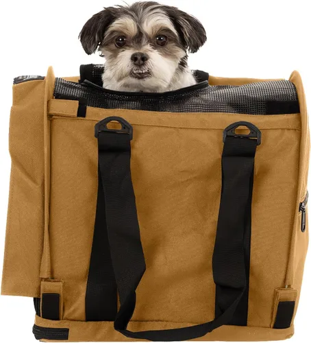 Miniatura 8 de SturdiBag XL - Transportador de viaje para mascotas: altura flexible para gatos y perros, lados suaves con clips de seguridad y correas