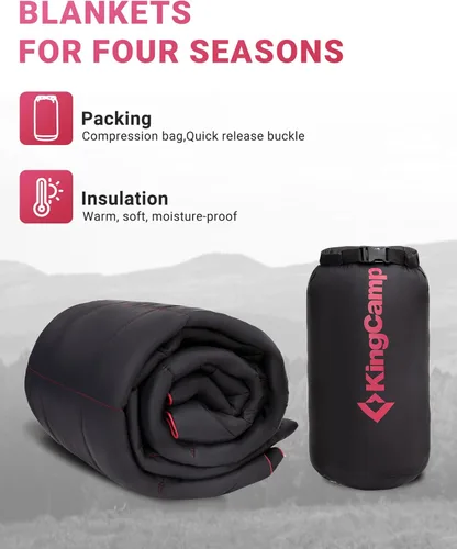 Miniatura 7 de KingCamp Manta Ultraligera para Campamento, Alternativa de Plumón Empacable, Mantas Vestibles Acolchadas Resistentes a la Intemperie, Edredón Cálido