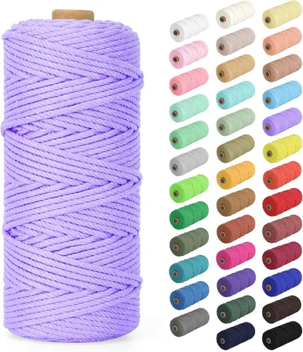 Miniatura 71 de Cordón de macramé de 0.079 in x 380 yardas (1140 pies), cuerda de algodón natural para colgar en la pared, ganchos de plantas, manualidades, Beige