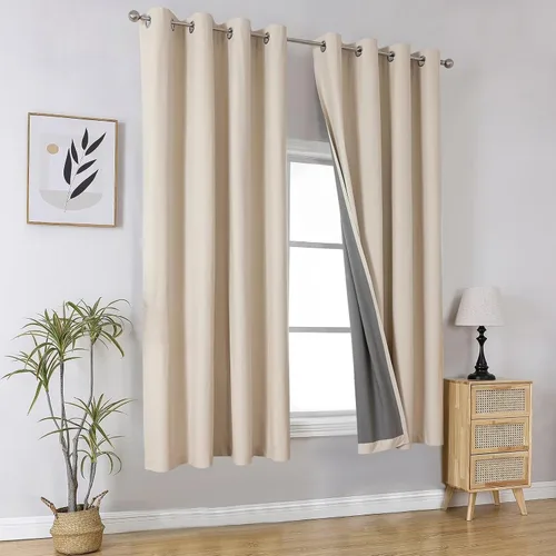 Miniatura 39 de Joydeco - Juego de 2 paneles de cortinas opacas de 63 pulgadas, 2 cortinas largas con aislamiento térmico burg, cortinas de oscurecimiento