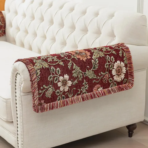 Miniatura 21 de Loom and Mill Fundas de sofá jacquard floral, funda de sofá de felpilla rústica con ribete de flecos para sofá de 2 a 3 cojines, funda de sofá