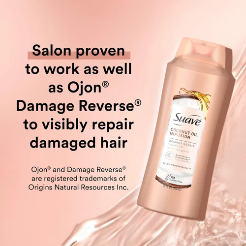 Miniatura 9 de Suave Champú reparador de daños con aceite de coco, para cabello normal, seco y dañado, con infusión de aceite de coco puro, 28 onzas, paquete de 4
