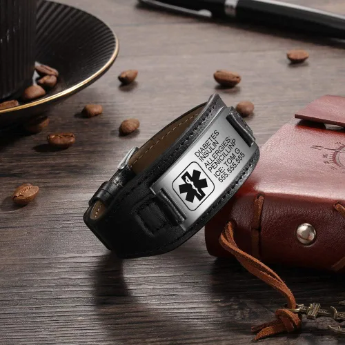 Miniatura 109 de OPALSTOCK Pulseras médicas personalizadas de silicona ajustable para identificación de emergencias, grabado gratuito, 9 pulgadas, resistente al