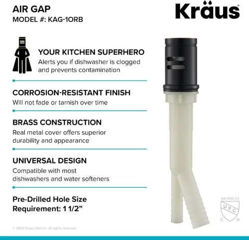 Miniatura 4 de Dispensador de Agua Kraus con Separador de Aire en Bronce Aceitado, KAG-1ORB Oil Rubbed Bronze
