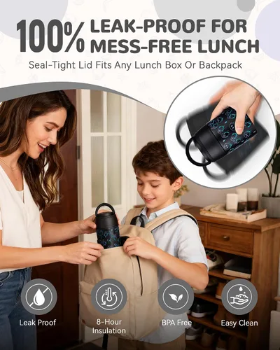 Miniatura 6 de Termo de sopa de 10 onzas para comida caliente para niños, tarro de comida aislado con cuchara boca ancha, recipiente de almuerzo de acero