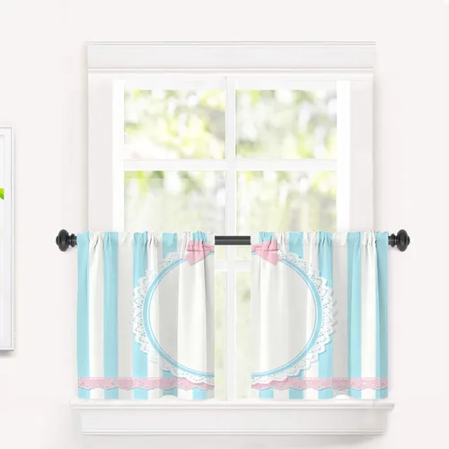 Miniatura 90 de Cortinas de cocina de hojas de arce otoñales para ventanas, hojas verdes y rojas sobre cenefas opacas negras, tratamientos de ventana de poliéster