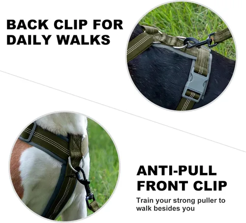 Miniatura 57 de Arnés para perro Plutus Pet sin tirón, arnés ajustable de nylon con acolchado suave, arnés para perro reflectante y resistente para perros pequeños