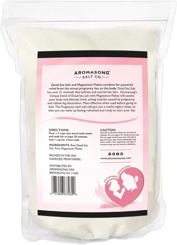 Miniatura 8 de Aromasong Baño de embarazo en el Mar Muerto de 5 libras - Copos y minerales de magnesio puro sin perfume - Embarazo y dolores musculares posparto