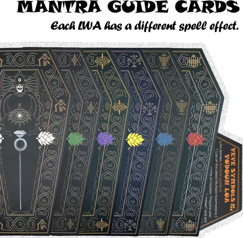 Miniatura 3 de Ayidawedo® Kit auténtico de muñeca vudú LOA incluye cartas de hechizos y alfileres para aliviar el estrés en caja de ataúd de madera - Juego