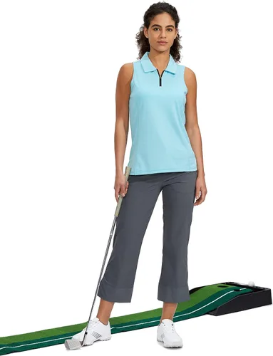Miniatura 7 de Viodia Camiseta de golf sin mangas para mujer, con cremallera, de secado rápido, camisetas polo para mujer, ropa de golf