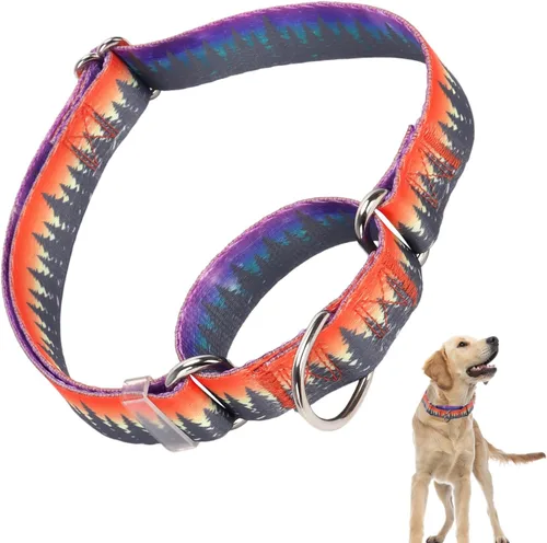 Collar Martingale para perros, ajustable, de nailon suave, con diseño de bosque, para perros pequeños, medianos y grandes, collar de entrenamiento 3