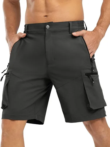 TBMPOY Pantalones cortos de senderismo elásticos para hombre, con 6 bolsillos, de secado rápido, casuales, para trabajo, campamento, viajes