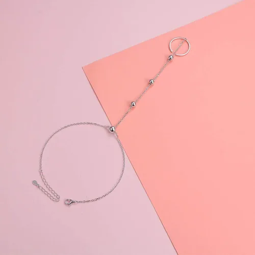 Miniatura 3 de Juego de cadena ajustable de plata de ley S925 para mujer, Circonita cúbica