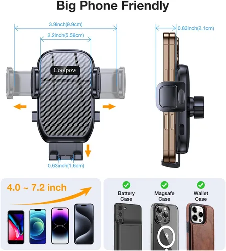 Miniatura 7 de Coolpow Soporte para Teléfono de Portavasos Soporte para Teléfono de Carro Soporte para Teléfono de Portavasos Montaje para Teléfono【Ultra Estable