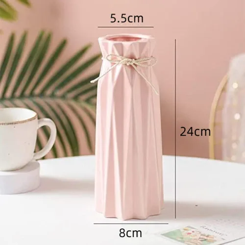 Miniatura 2 de Disoza Florero de cerámica de 9.5 pulgadas de alto x 3.9 pulgadas de ancho, jarrón rosa moderno para decoración del hogar para centros de mesa