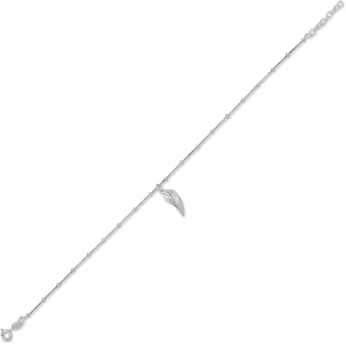 Miniatura 3 de WithLoveSilver - Tobillera de plata de ley 925 con ala de ángel, 4.5 pulgadas con extensor de 1 pulgada