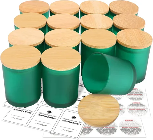 Miniatura 9 de SUPMIND Paquete de 15 Frascos de Velas de Vidrio, Recipientes para Velas Transparentes de 7oz con Tapas de Bambú y Etiquetas, Frascos de Velas