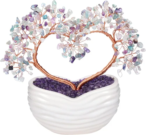 Miniatura 11 de Jovivi Árbol bonsái de cristal natural con forma de corazón y piedras preciosas curativas para ceremonia de boda, reiki, equilibrio energético