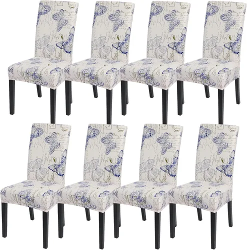 Miniatura 50 de SearchI Juego de 4 fundas para sillas de comedor, elásticas con estampado floral, fundas deslizables para sillas Parsons de spandex, removibles