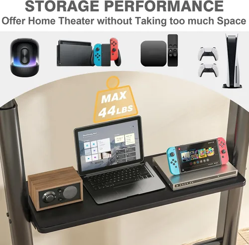 Miniatura 3 de TVON Soporte de TV de suelo resistente para televisores grandes de 55 a 100 pulgadas de hasta 150 libras, soporte de TV alto universal con soporte